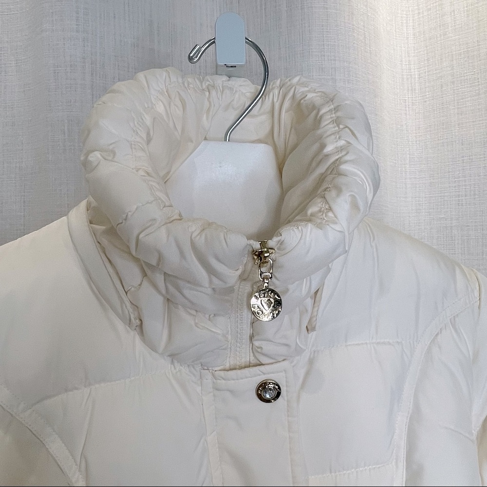 Betsy Johnson Cream Knee Length Puffer Coat - L - Picture 3 of 7